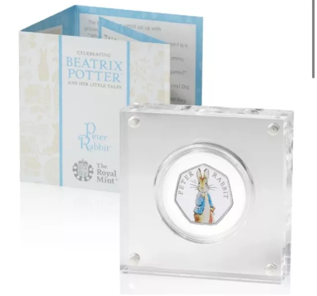 Royal Mint Peter Rabbit 2019 UK Silver Proof 50p Coin Limited Edition Acrylic