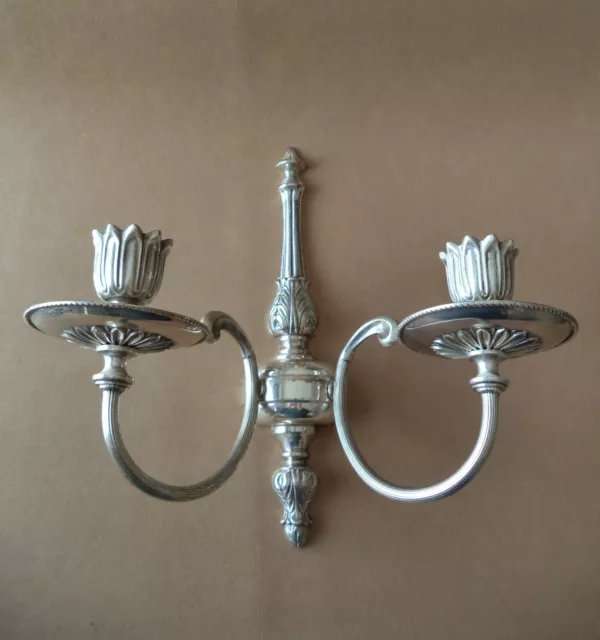 Applique lampada muro due bracci metallo tipo argentato cromato vintage