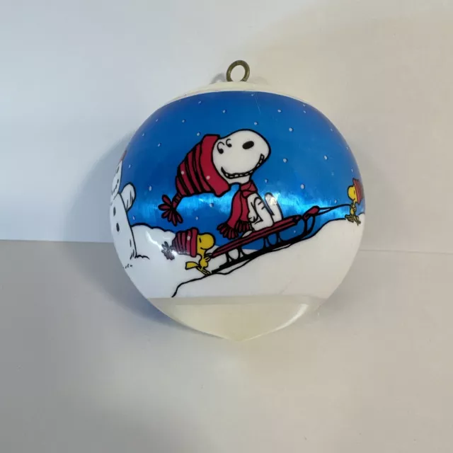 Hallmark Keepsake Snoopy Peanuts  Grandson Christmas Satin Ball Ornament 1979