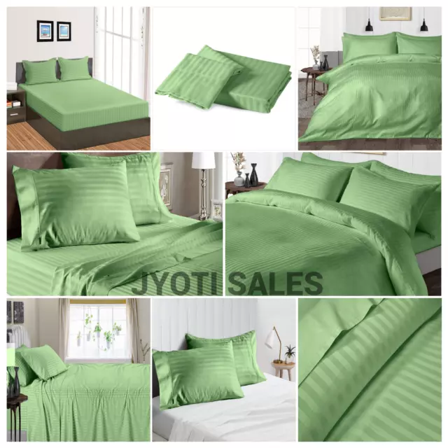 SELECT BEDDING LINEN 1000 TC OR 1200 TC 100% Cotton Sateen Moss Stripes ...