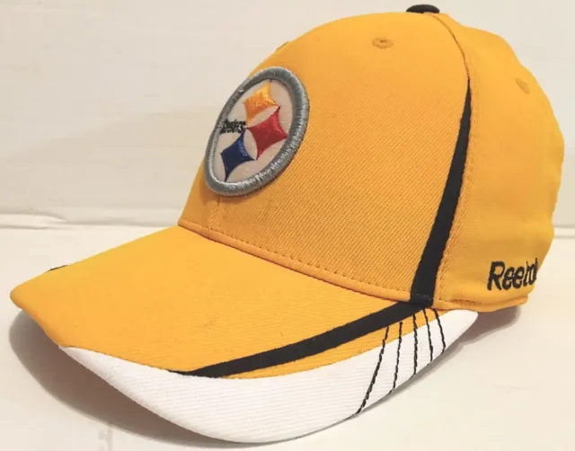 Pittsburgh Steelers Vintage Yellow On Field Flex-Fit Hat Mens S/M Made By Reebok