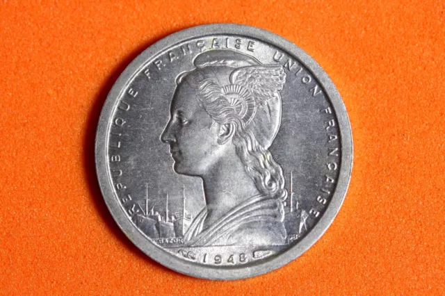 1948 St. Pierre & Miquelon 1 Franc Aluminum Coin #M17816