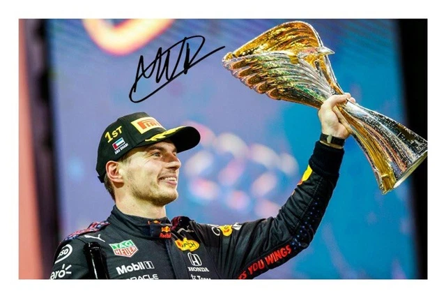 Lewis Hamilton & Max Verstappen 2021 Signed A4 Photo Print