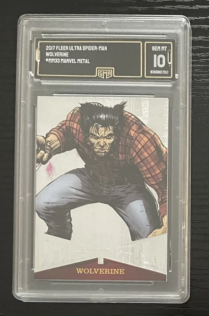 2017 Fleer Ultra Spider-Man Marvel Metal Wolverine #MM33 GMA 10 Gem Mint!!