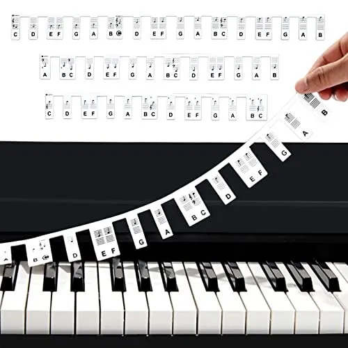 Étiquettes de notes de clavier piano amovibles, Silicone 61 Key Piano Notes  Guide pour débutant, étiquette de lettre de notes de musique clés de piano