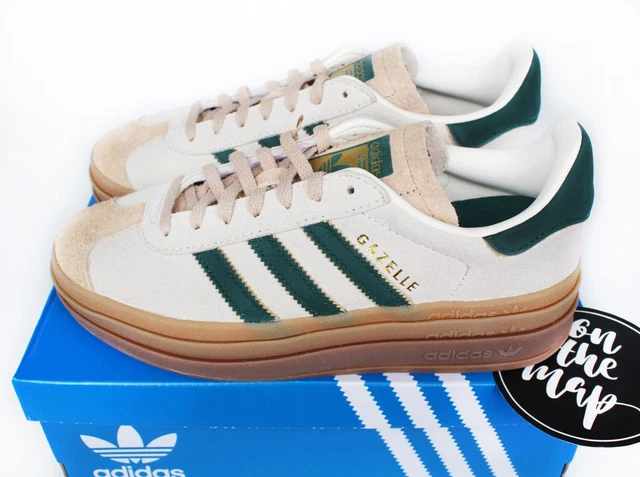 Adidas Gazelle Bold W Cream White Collegiate Green Beige Gum UK 3 4 5 6 7 8 9 US