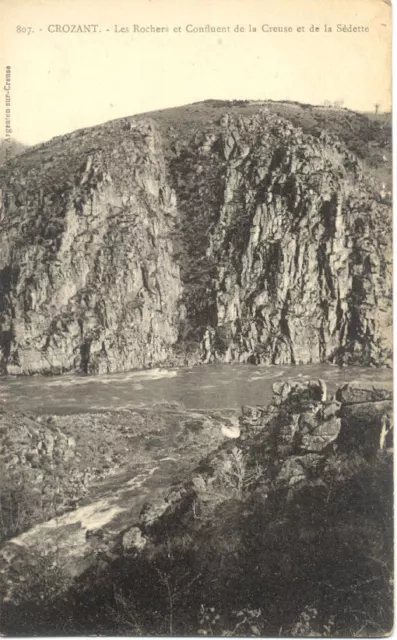 CROZANT 807 les rochers et confluent de la creuse et la sédette