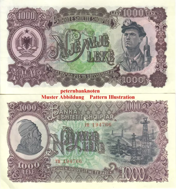 Albanien /  Albania 1000 Leke 1957 Unc. P. 32a  6995# Kassenfrisch..