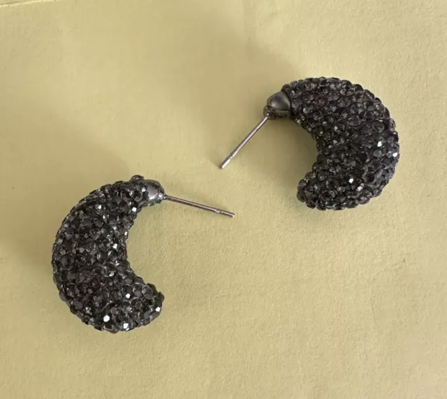 House Of Harlow Black Pave Crystals Puff Earrings