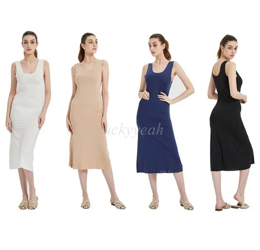 LADY FULL SLIPS Under Dress Slip AntiStatic Tank Long Midi Dress
