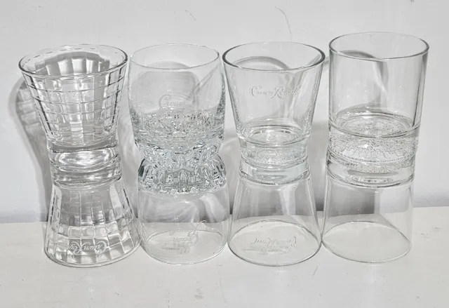 Crown Royal Glasses Tumblers 3 1/2" Lot Of 8 Tapered Etched Whiskey Low 4 Pairs