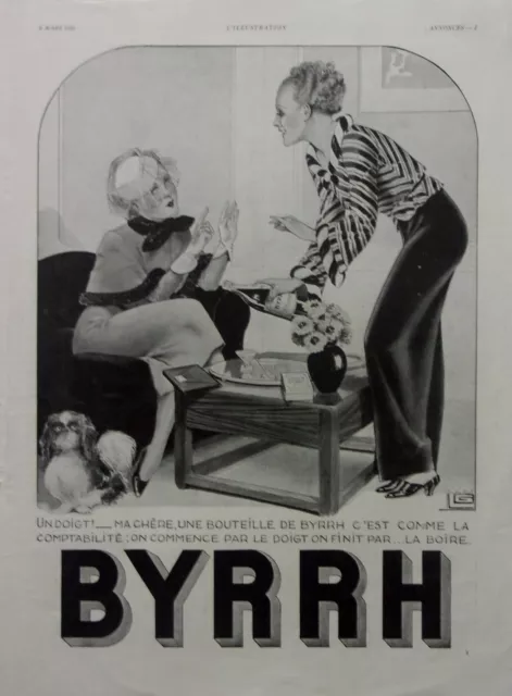 ads publicite     BYRRH     UN DOIGT   PAR G. LEONNEC  ANNEE 1935  N°A2287