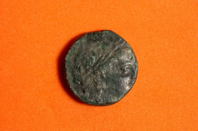 100 BC Smyrna of Ionia Apollo & Homer Bronze Greek Coin  #M16658
