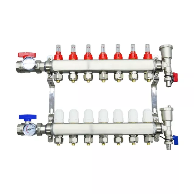 7-Loop PEX Radiant Floor Heating Manifold Set For 1/2” PEX
