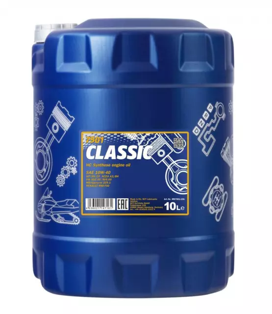 10L Mannol Classic 10W-40 Motorenöl ACEA A3/B4 Motoröl 10W40 für MB VW RENAULT