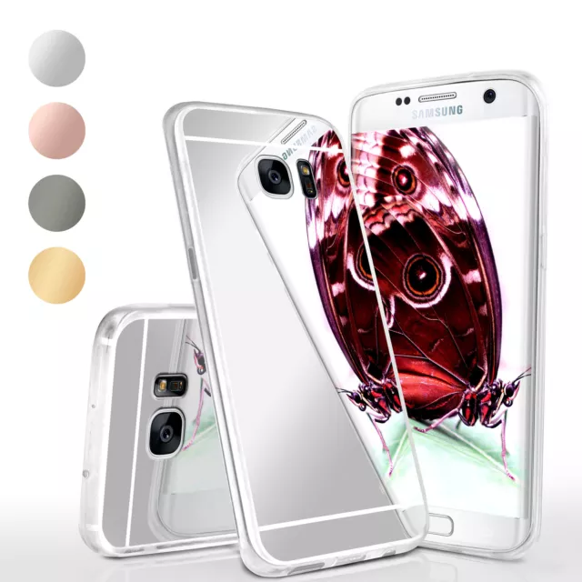 Funda para Samsung Galaxy S7 Edge Funda de Silicona Funda Espejo Cromo Metálico