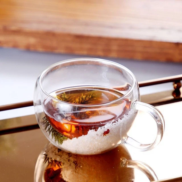 Klar Mit Weihnachts schneeflocken Doppelwandige Glas tasse Kaffee Tee tasse