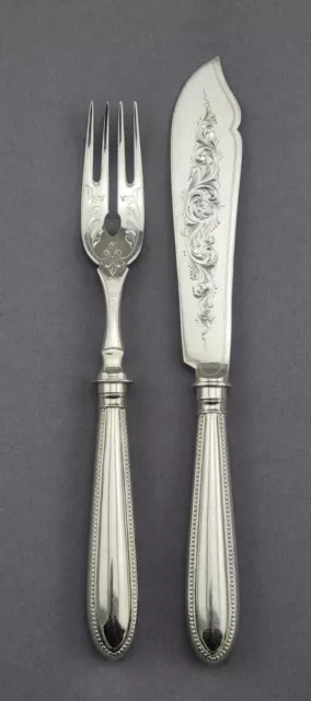 Koch & Bergfeld  Jugendstil Fischbesteck 1 von 6  Perlrand  800er Silber (92)