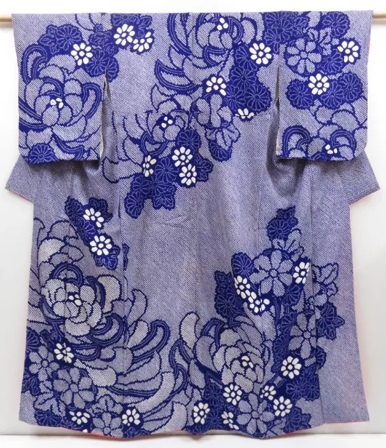 2727T01z1000  Japanese Kimono Silk SHIBORI TSUKESAGE Chrysanthemum