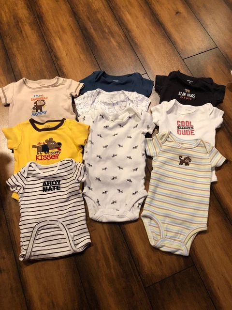 Boys Carter’s OnePiece Short Sleeve Bodysuit Size 3 Months Lot Of 9