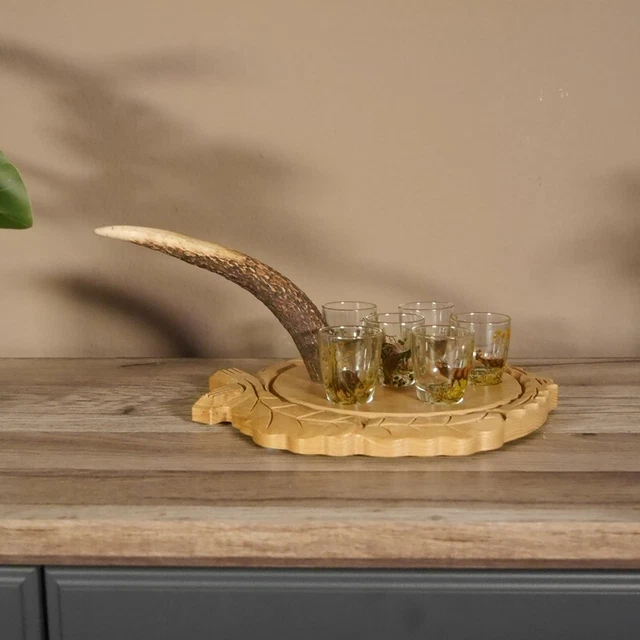 Aguardiente Proveedor Tallado Schnapsbrett H14 CM Ciervo Barra Cornamenta Asa 3