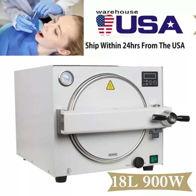 900w 18L Steam Sterilizer Autoclave Lab Medical Dental Equipment