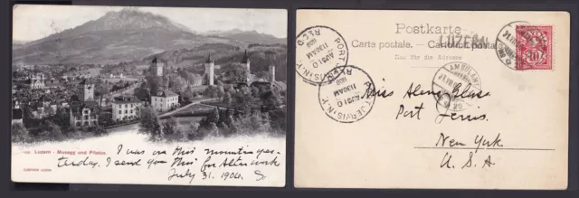 Luzern Musegg und Pilatus Switzerland 1906 Vintage Used Postcard