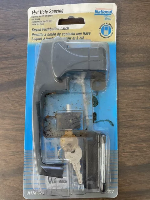 NOS National Hardware 178-376 V1317 Keyed Pushbutton Latch With Dead Bolt & Key