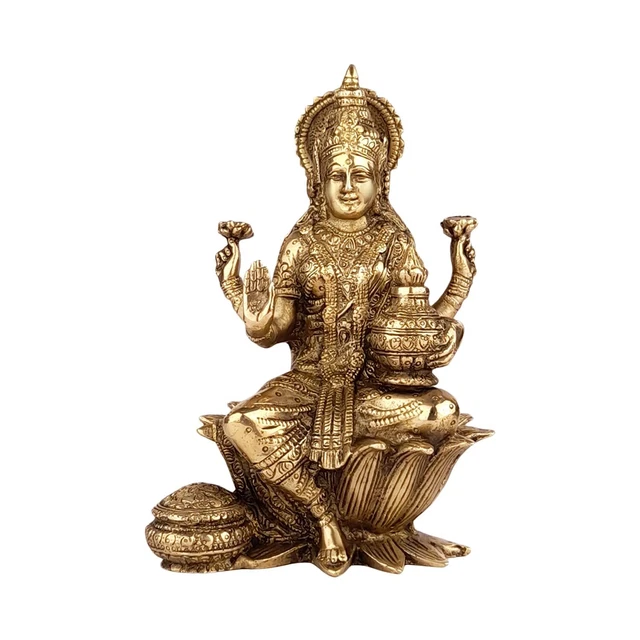 LAXMI MURTI BRASS Lakshmi Idol Laxmi Goddess Lakshmi Sitting statue 7