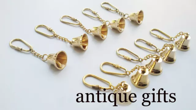 Classic Style Antique Nautical Vintage Brass Bell Chain Key ring Lot of 10 Pcs