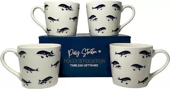 Polly Stockton- Animal Mug Gift set, Awesome Orcas Design, New Bone China. 400ml