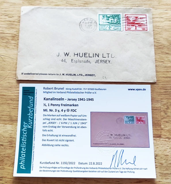 Deutsche Besetzung Jersey Brief 3 und 4 Befund Brunel Einwandfrei