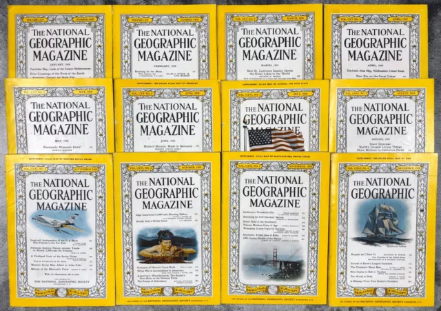 Vintage National Geographic Magazine Bundle 1959, complete (12 issues)