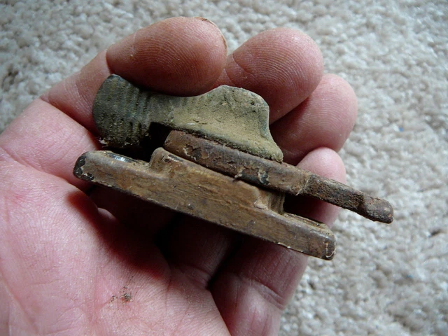 Antique Salvaged Cast Iron & Brass Victorian Ornate Window Lock - No Keeper