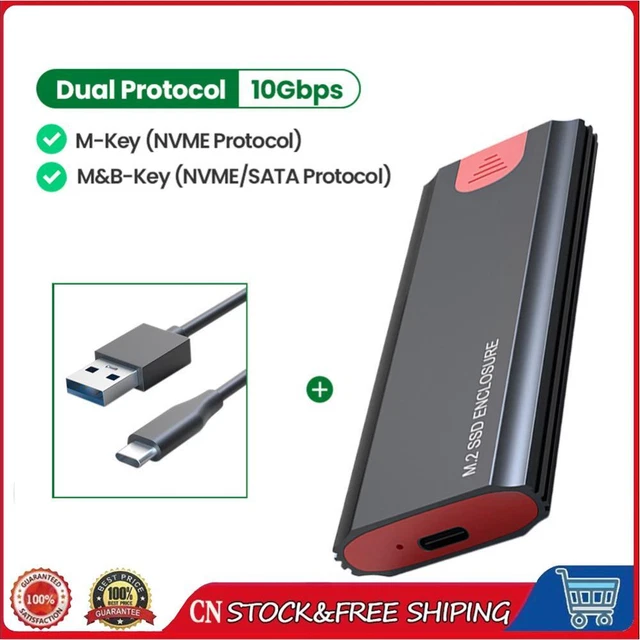 Dual Protocol M2 Nvme Enclosure M.2 To USB Type C Hard Drive Enclosure