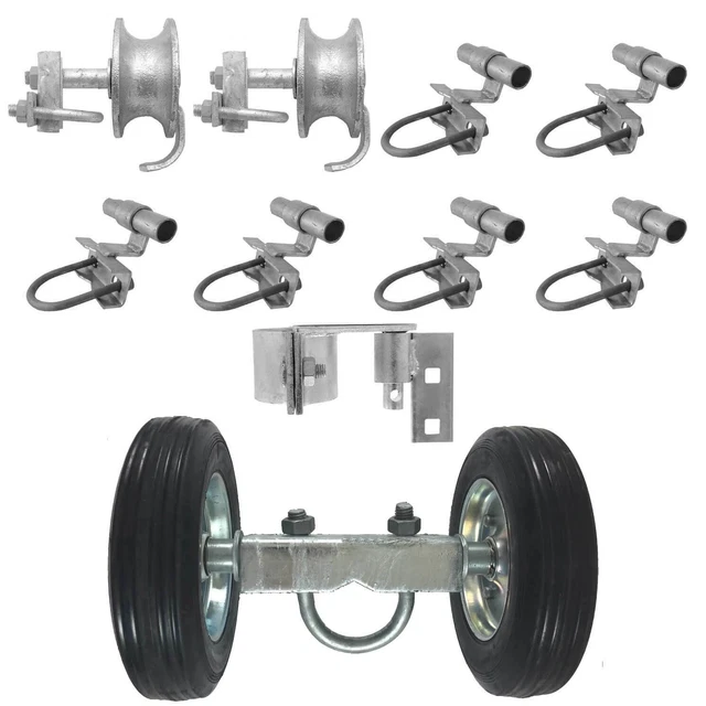 6& ROLLING/SLIDING CHAIN LINK FENCE GATE HARDWARE KIT 6" Wheel, latch