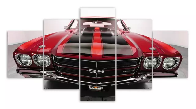 Red 1970 Chevrolet Chevelle SS 5 Pieces Canvas Print Poster HOME DECOR Wall Art