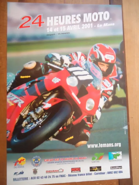 Poster Ufficiale 24 10 Del Mans 2001 Moto Manifesto Aco Moto Le
