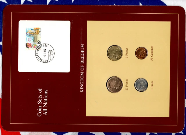 Coin Sets of All Nations Belgium 1982-1986 UNC 5 Francs 1986 1 Franc 1980 7.3.86