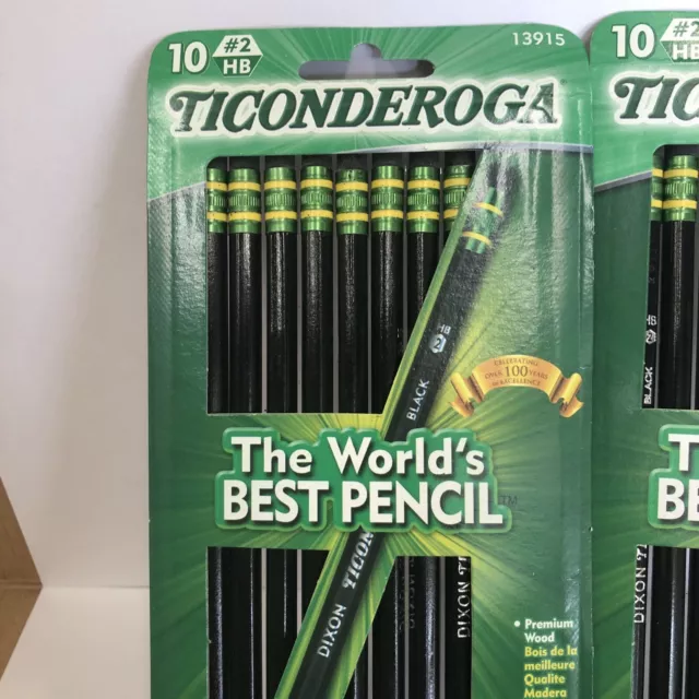 2 x Dixon Ticonderoga Premium Woodcase Pencils, #2 HB, Pre-Sharpened Black 10ct 2