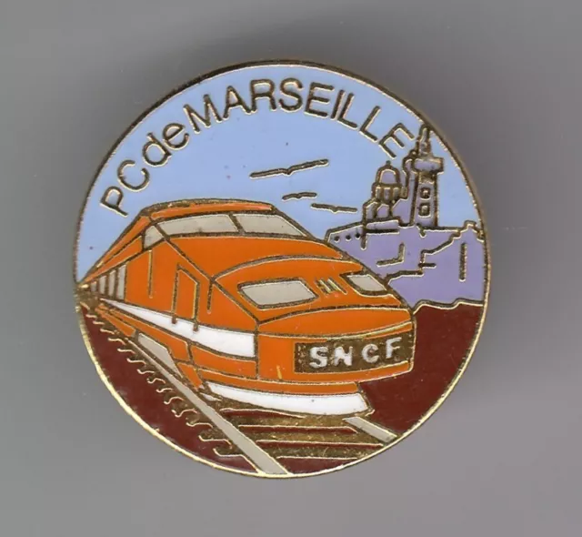 Rare Pins Pin's .. Train Railways Sncf Tgv  Locomotive Sud Pc Marseille 13 ~Eo