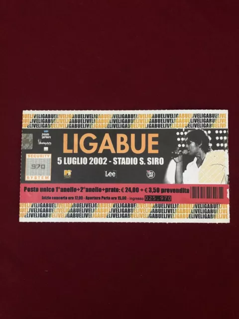Biglietto Originale Ticket LIGABUE stadio S. Siro 2002