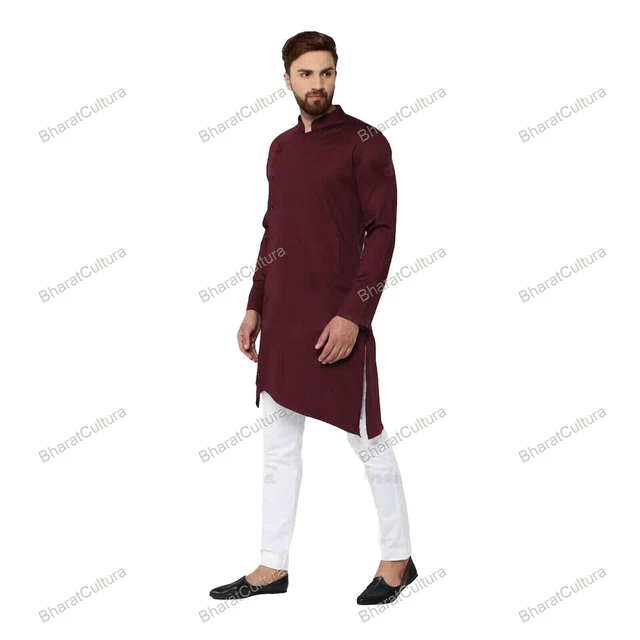 Mens Kurta Handmade Kurta New Fancy Kurta Mens Traditional Kurta Color Maroon