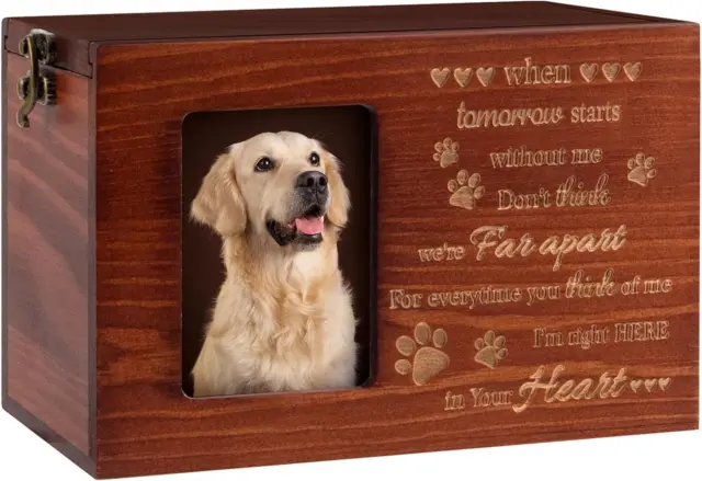 Cumule Pet Urns for Dog or Cat Ashes, Wooden Pet Cremation Urns with Photo