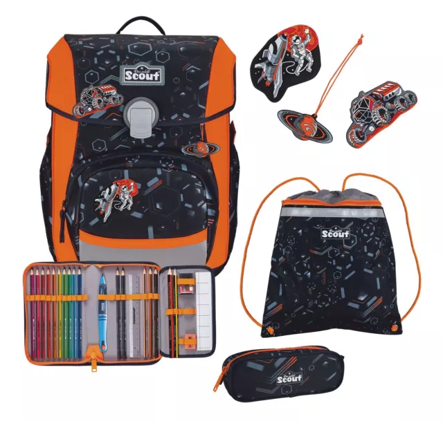 Scout Basic Neo Set 4 piezas mochilas escolares Space Data negras