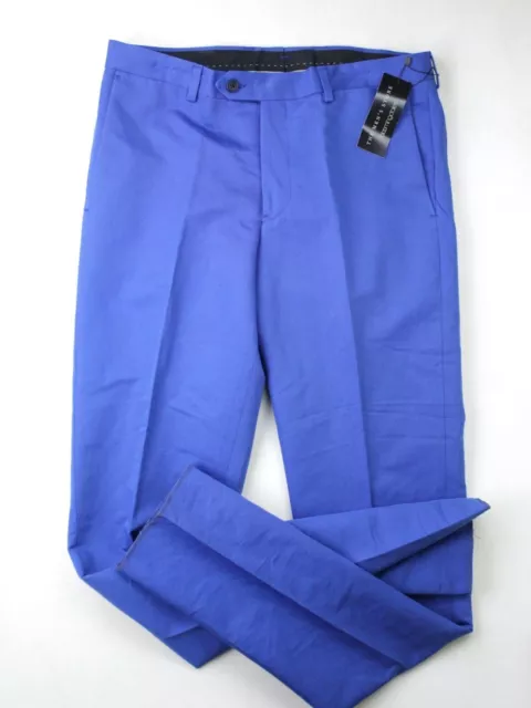 The Men's Store Cotton & Linen Slim Fit Dress Pants Royal Blue Size 38