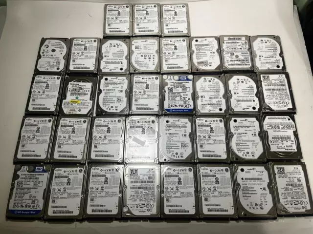 Lot of 35 2.5" 80GB Mixed Major Brands Internal SATA Laptop Hard Drives Working