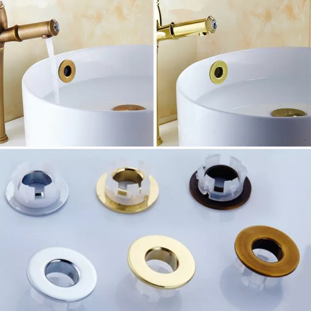 Cubierta de desbordamiento lavabo lavabo anillo inserto agujero tapa redonda ~