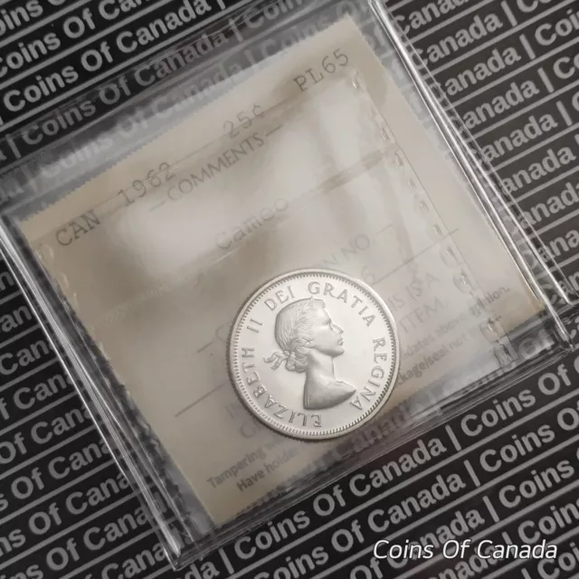 1962 Canada 25 Cents Quarter - ICCS PL 65 Cameo - Nice Coin #coinsofcanada