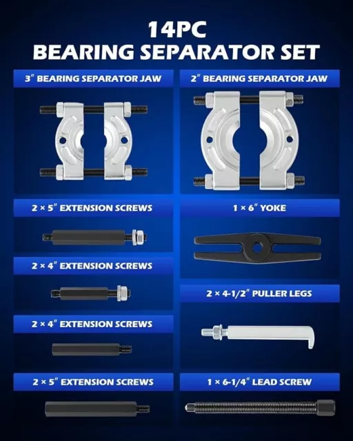 Kit extractor separador de rodamientos de alta resistencia de 5 toneladas de capacidad juego extractor de eje de buje de rueda 3